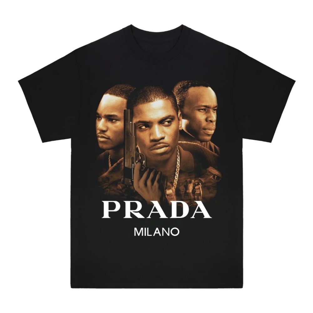 whiitelightning PradaPaidInFull Graphic T-Shirt Black Parody Tee - M